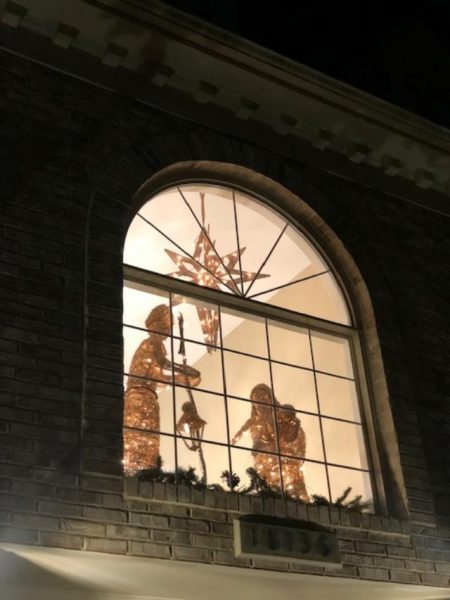 Christmas Decoration Behind a Large Window