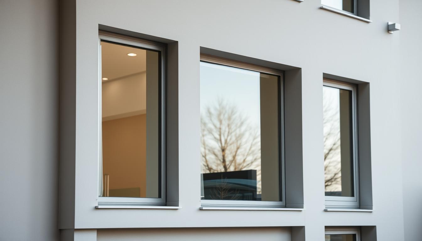 Building with multiple energy-efficient windows featuring clean frames and reflective glass, highlighting contemporary window design trends for improved insulation and aesthetics.