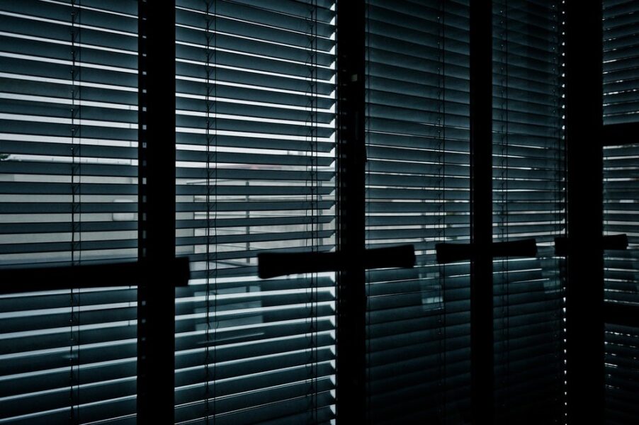 Blinds on a glass window