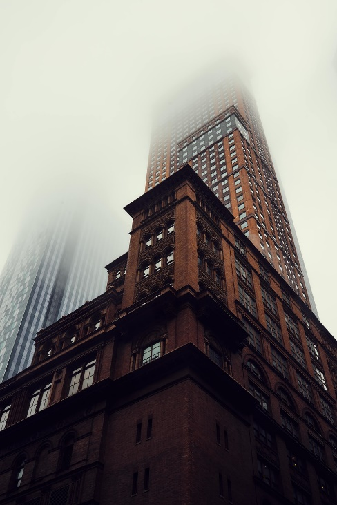 A building surrounded by fog and foggy windows