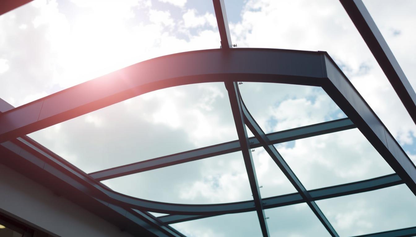 Modern skylight glass replacement with sleek metal framing under a bright sky. Let me know if you want a more technical or simplified version!