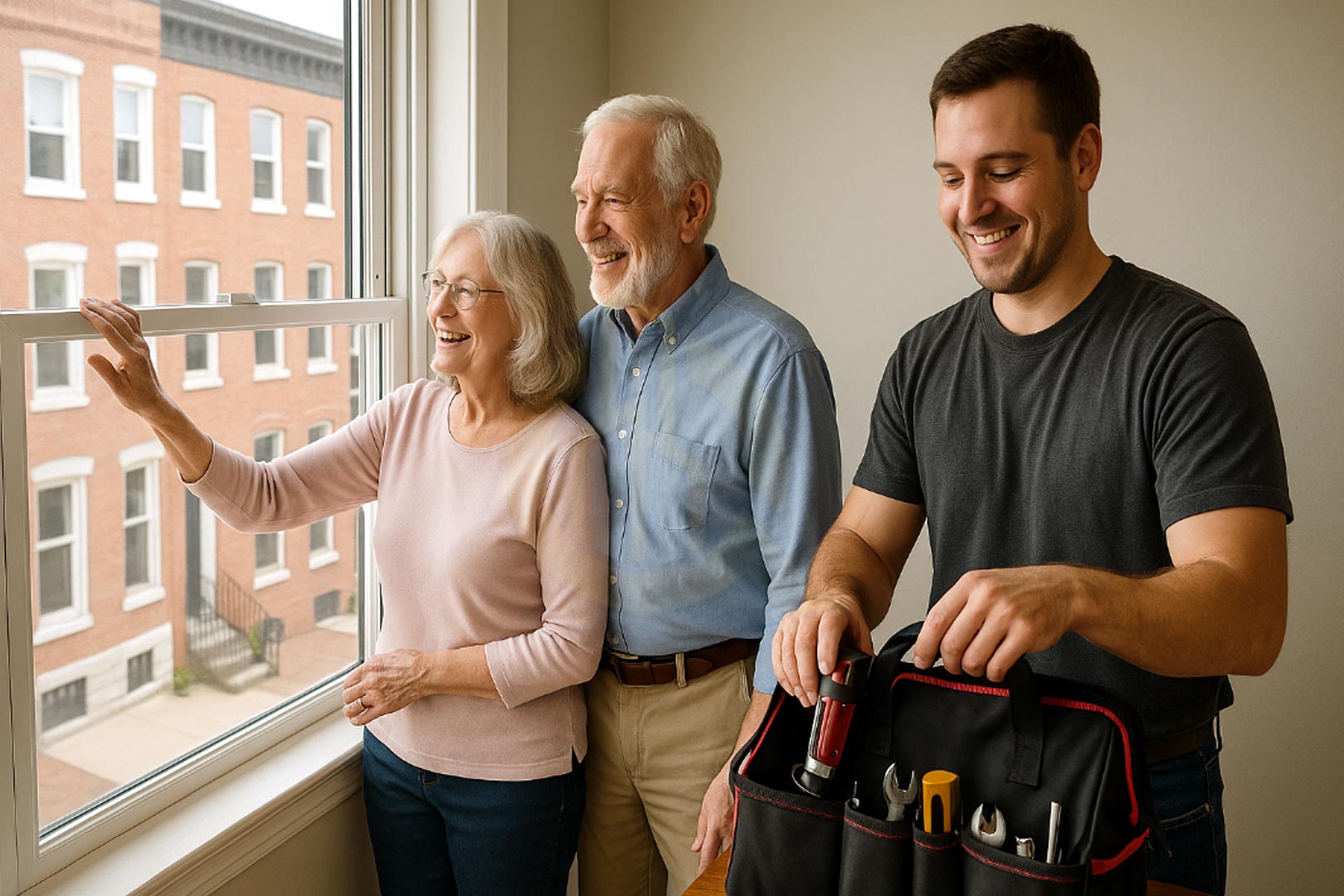 Satisfied Maryland homeowners after professional balance spring repair