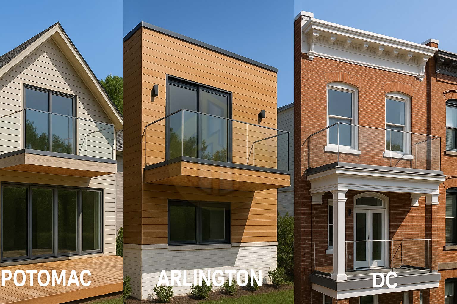 Custom glass railings enhancing properties in Potomac, Arlington and downtown DC