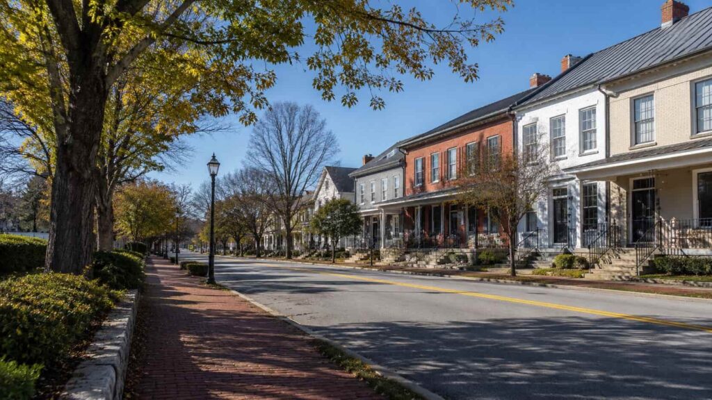 Historic Main Street streetscape representing Mount Airy, MD